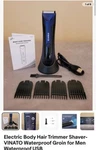 Electric Body Hair Trimmer Shaver-vinato Waterproof Groin For Men Usb. Fixed Price $24.00.