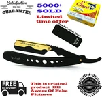 Professional Barber Hair Shaving Razor Straight Edge Folding Knife + 100 Blades. Fixed Price $19.99.
