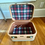 Vintage Jc Higgins Train Case Vanity Luggage Plaid Lined Travel. Fixed Price $59.95.