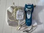 Emjoi Erase Pro Epilator Blue Compact With Charger & Cord Pouch Tested. Fixed Price $26.24.