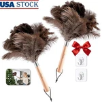 Ostrich Feather Duster Set W/ Wooden Handle 2 Pack Multi-purpose Cleaning New. Fixed Price $23.26.