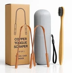 Tongue Scraper SET(2 Pack) Pure Copper Cleaner Kit With Bamboo Toothbrush. Fixed Price $16.99.