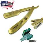 Salon Barber Cut Throat Shavette Straight Razor Rasoir 100 Derby Blades Gold. Fixed Price $15.99.