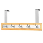 Towel Rack Bamboo Wood Stainless Steel Over The Door 5 Hooks Toilettree Products. Fixed Price $43.12.