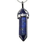 Faceted Lapis Lazuli Crystal Point Pendant + 20" Stainless Steel Chain Charger. Fixed Price $16.99.