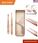 Rose Gold Petite Point & Slant Tweezers Stylish Grooming Tools For Travel. Fixed Price $43.50.