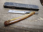 Vtg Alfred Grah Dortmand Straight Razor Caramel Swirl Celluloid Scales W/box!. Fixed Price $39.95.