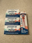 Preserve 5 Razor And 3 Packs Of 4 Count Shave Replacement Blade Cartridges. Fixed Price $20.00.
