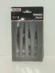 New Tool Bench Tweezers - Pinces Set Of 4 Rounded, Flat, Curved, Reverse. Fixed Price $8.87.