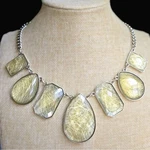 Ny & Co Spun Gold Bib Necklace Faceted Acrylic Angel Hair Panels Silver Tone 18". Fixed Price $22.99.
