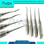 4 Pack V-notched Grooved Dental Elevator, Hollow Handle, German Steel Apical. Fixed Price $29.61.