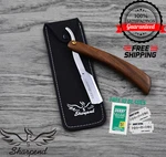 Professional Wood Barber Hair Shaving Razor Straight Blade Folding Knife Ce. Fixed Price $9.29.
