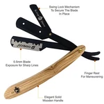 Wooden Men's Barber Hair Shaving Razor Straight Edge Folding Knife + 10 Blades. Fixed Price $8.99.