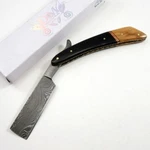 Straight Razor Damascus Steel Blade Barber Shaving Walnut + Horn Handle. Fixed Price $35.88.
