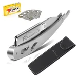 Pro Barber Hair Shaving Razor Straight Edge Folding Knife + 5 Blades & Pouch. Fixed Price $9.75.