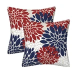 Navy Blue Red White Dahlia Floral Throw Pillows Farmhouse Decorative Pi.. Fixed Price $22.00.