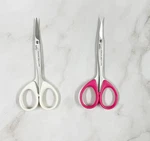 Japanese Eyebrow Scissors With Tip Cover, Curved Precision Pink/white Handle. Fixed Price $19.00.