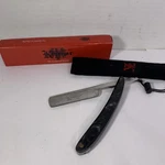 Kriegar Straight Razor Folding Knife Ss Blade Faux Mother Of Black Pearl Handle. Fixed Price $22.50.