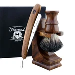 Barber Style Wooden Shaving Kit Antique Manual Wet Shaver Set Brush & Razor. Fixed Price $59.99.
