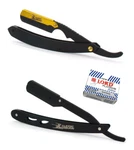 2X Stainless Steel Folding Straight Edge Barber Razor 100 Lord Platinum Blades. Fixed Price $18.45.