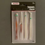 New Tool Bench Tweezers - Pinces Set Of 4 Rounded, Flat, Curved, Reverse. Fixed Price $9.79.