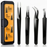 4-PACK Precision Tweezers Set, Curved And Pointed Kit For Craft, Eyel.... Fixed Price $8.08.