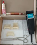 Vintage Oster Hair Clippers Model 606-01E Tested Works! Attachments Box Scissors. Fixed Price $29.95.