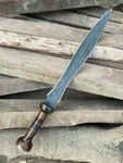 Damascus Steel Gladius Sword Medieval Style Double Edge Wooden Handle. Fixed Price $150.00.