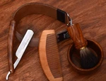 Barber Shaving Kit Set Straight Razor Brush Strop Wooden Box Father Gift. Fixed Price $34.71.