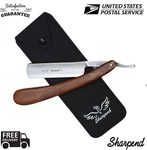 Wood Handle Straight Stainless Steel Razor Blades Barber Folding Shaving Knife. Fixed Price $12.71.
