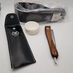 Zeva Wood Handle Straight Razor, Leather Sharpening Strap Strop 3 Pc Shaving Set. Fixed Price $14.44.