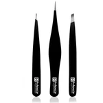 Macs Tweezers Set;- For Eyebrow Plucking, Ingrown 3 Piece Set, Matte Black. Fixed Price $8.36.