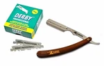 Brown Stainless Steel Professional Straight Edge Barber Razor +100 Blades. Fixed Price $13.99.