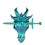 3D Printed Horned Skull Hair Stick Metallic Teal Sword & Bun Holder. Fixed Price $10.00.