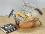 Shaving Set 5PC Copper Bowl Mug Cup Soap Arko 10 Pcs Razor Blades+styptic Sticks. Fixed Price $39.95.