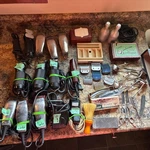 Vintage Oster Andis Clippers, Supplies Blades Lot Used Barber Shop Resellers. Fixed Price $225.00.