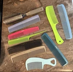 Lot Of 9 Combs 1 Round Brush Vintage, Conair, Scrunchie, Unbreakable. Fixed Price $8.00.