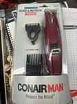 Conair Man Electric Beard, Mustache & Jawline Trimmer- 3 All-purpose Combs. Fixed Price $29.99.