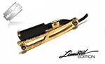 Straight Edge Razor Barber Shaving Blade Folding Cut Throat Knife Black And Gold. Fixed Price $25.99.