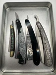 Lot Of 4 Straight Razors Kriegar Tomahawk Dark Side Blades. Fixed Price $99.99.